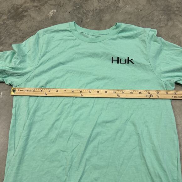 Huk Fishing Performance Crew Short Sleeve Shirt Men's Size Large Blue Green - Picture 5 of 6